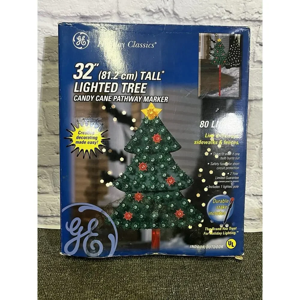 Vintage GE Holiday Classics 32” Lighted Tree Decoration Working w/ Box